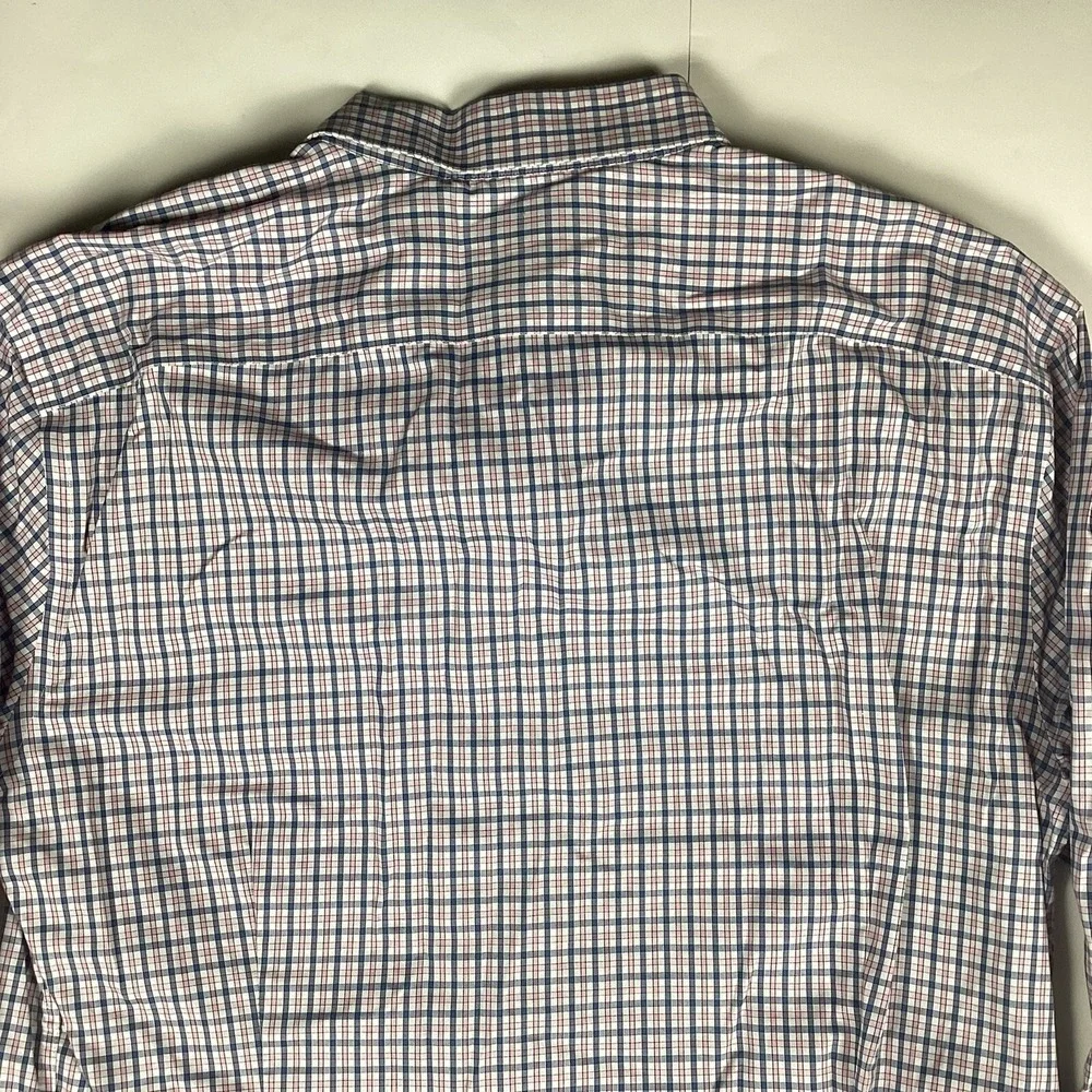 Banana Republic Mens Shirt Large Slim Fit Stretch No Iron Plaid Comfort Casual